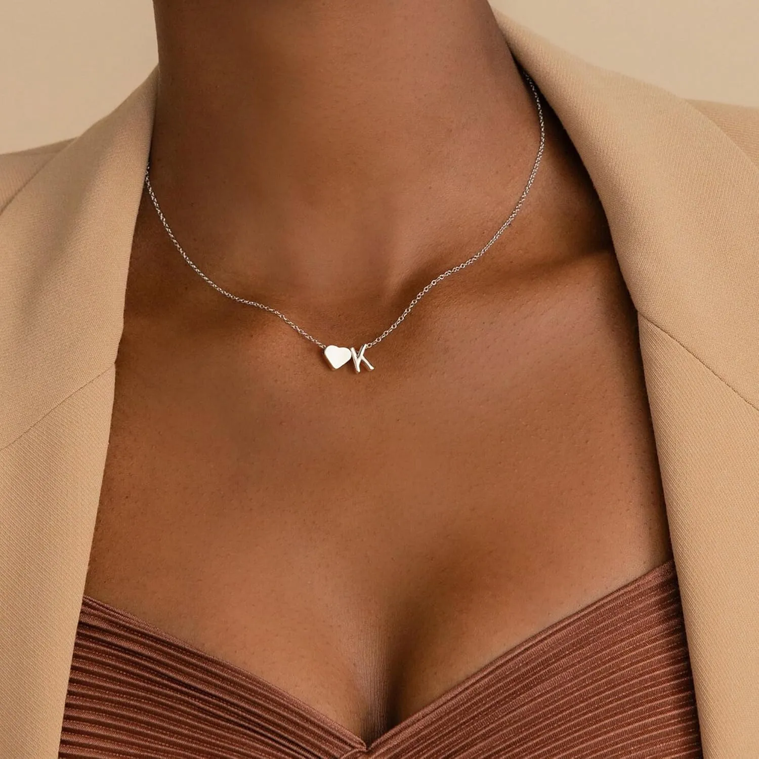 Turandoss Gold/Silver Heart Initial Necklace for Women Teen Girls - 18K Gold Plated Letter A-Z Pendant Necklace Dainty Heart Necklaces Tiny Initial Necklaces Birthday Gifts for Women Jewelry