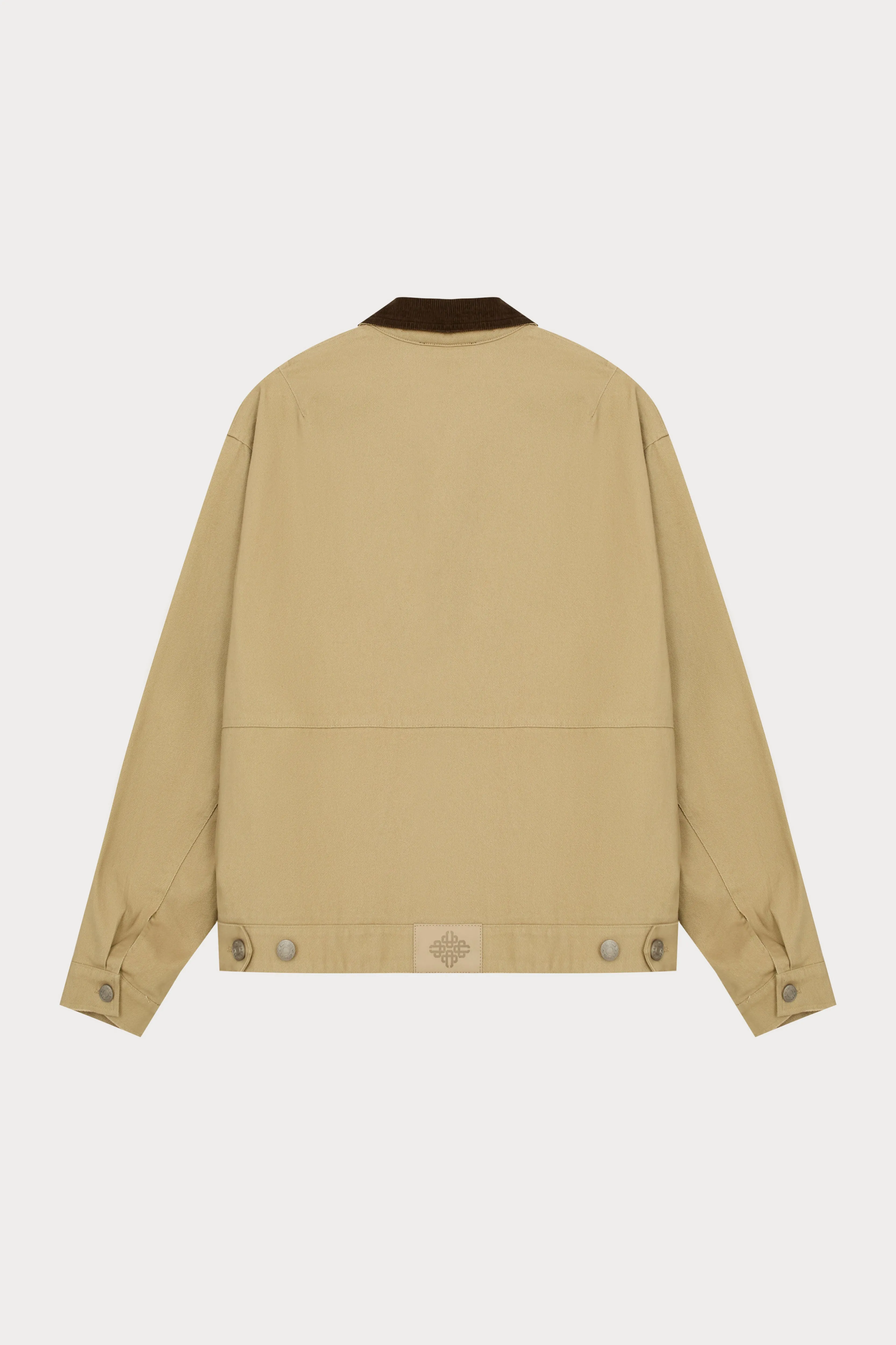 TWILL CONTRAST COLLAR JACKET - BEIGE