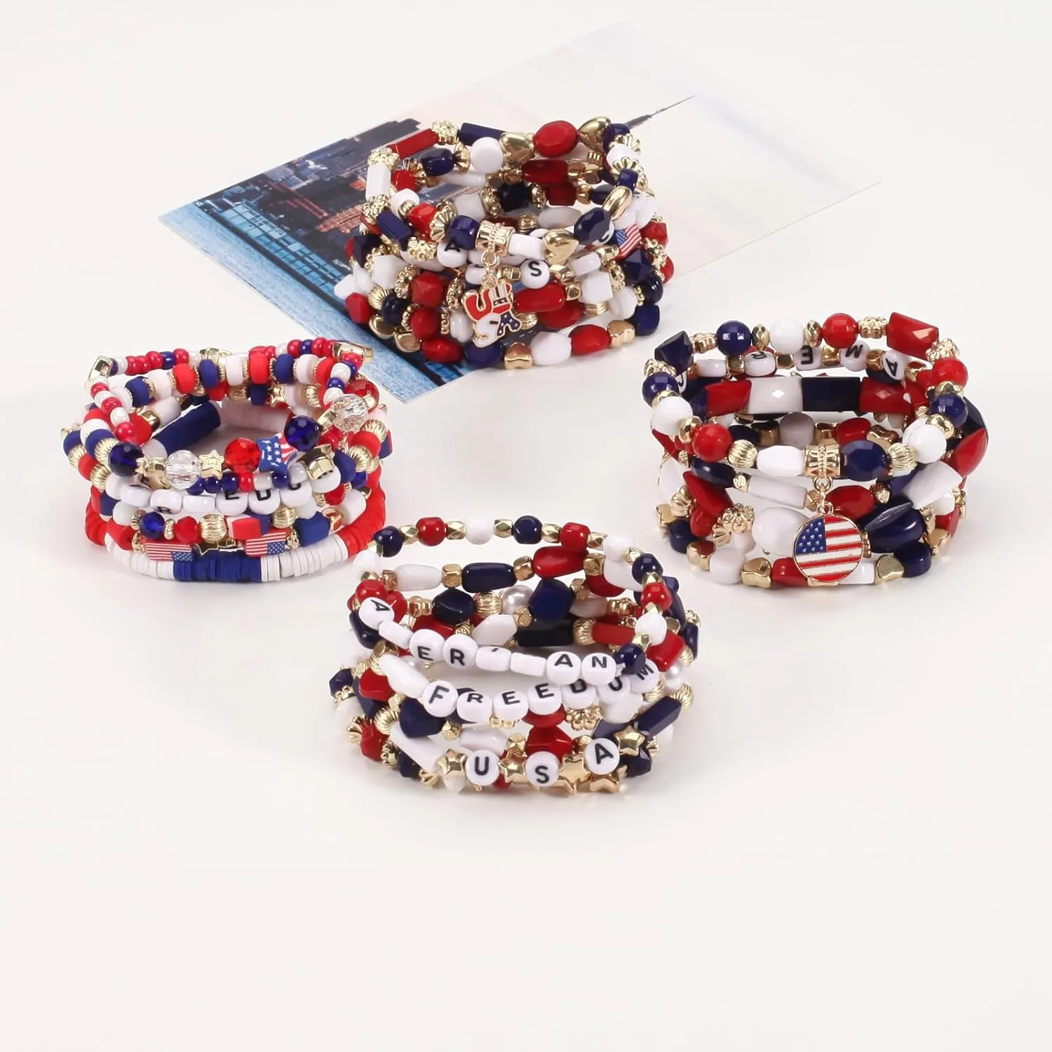 Twinfree Bohemian Bracelets for Women Stretch Multilayer Colorful Beads Bracelet with Charm Jewelry