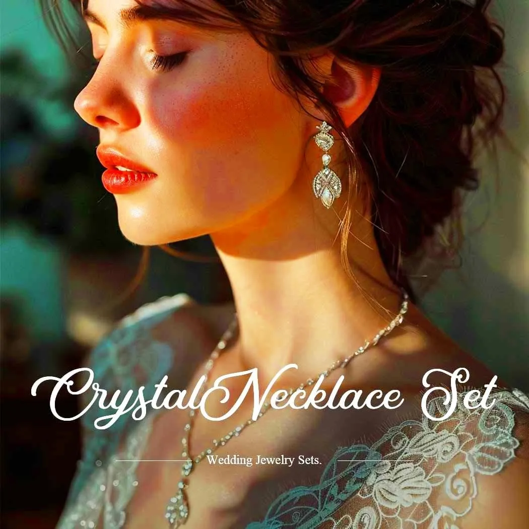 TWINKLEDE Rhinestone Necklace Jewelry Set Wedding Bridal Prom Necklaces Bracelet and Earrings for Women