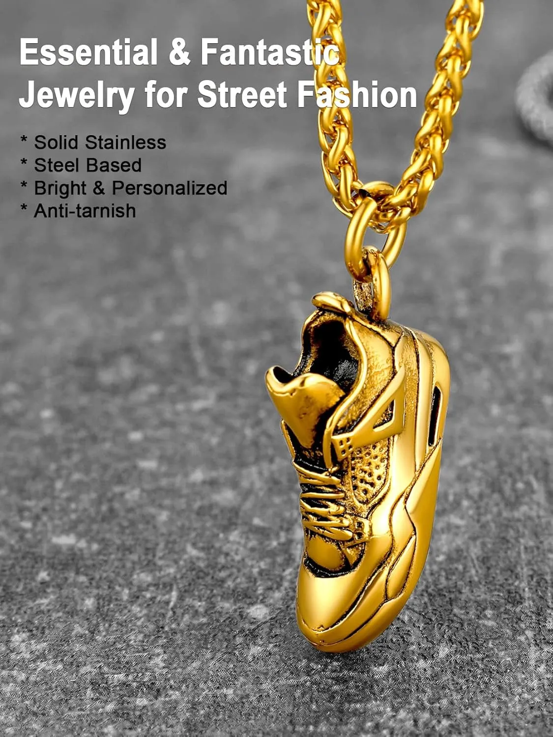U7 Men Soccer/Football/Baseball Chain Stainless Steel 18K Gold Plated Cool Sport Pendant Running Shoe Necklaces, Baseball Cross Necklaces with 22 2" Chain Gift for Husband or Son