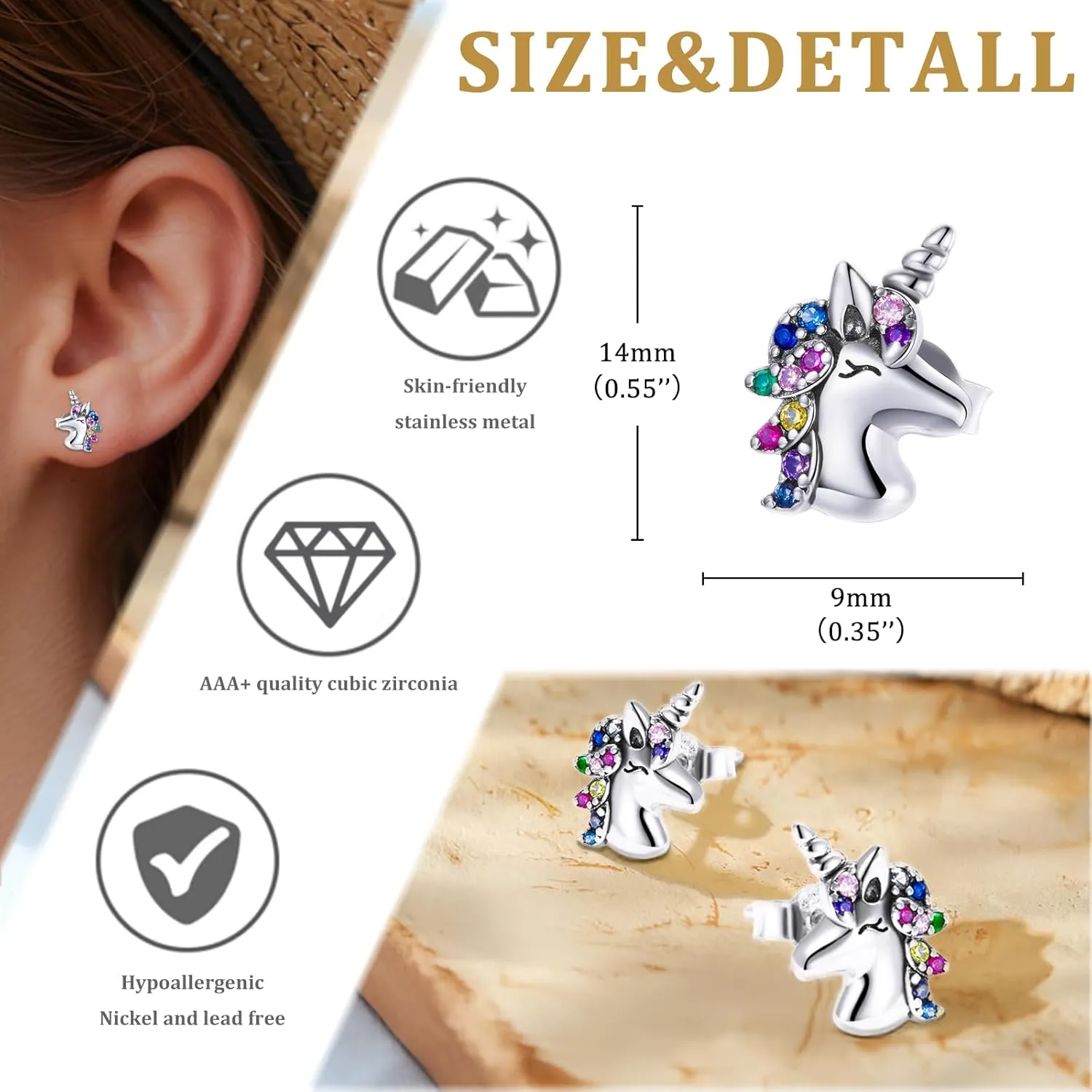 Unicorn Gifts, Daughter Gifts from Moms, No Matter The World is Dark, We Can Light It Up Together, Hypoallergenic Stud Earrings Gift for Mothers Grown Teenager from Father on Birthday, Graduation, Mothers Day