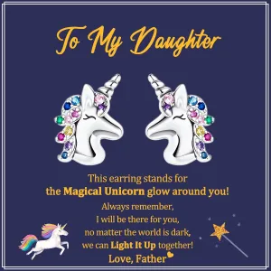 Unicorn Gifts, Daughter Gifts from Moms, No Matter The World is Dark, We Can Light It Up Together, Hypoallergenic Stud Earrings Gift for Mothers Grown Teenager from Father on Birthday, Graduation, Mothers Day
