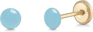 UNICORNJ 14k Gold Stud Earrings for Women and Girls Round Dot Hand Painted Enamel Colors 4mm Second Piercing Earrings Screwback | Hypoallergenic | Made in Italy