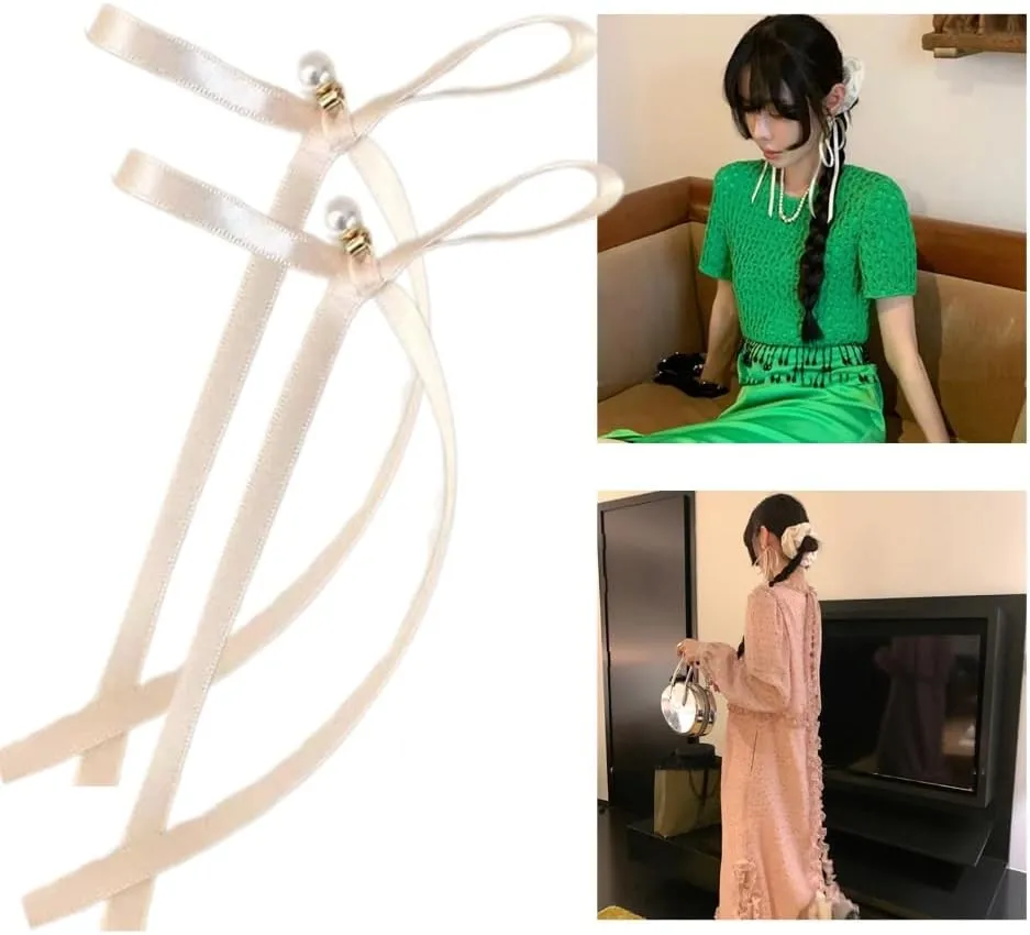 Unique Ribbon Bowknot Earrings Ear Pendant with Imitation Pearl Ornament Dangle Earring Stylish Jewelry Party Accessory
