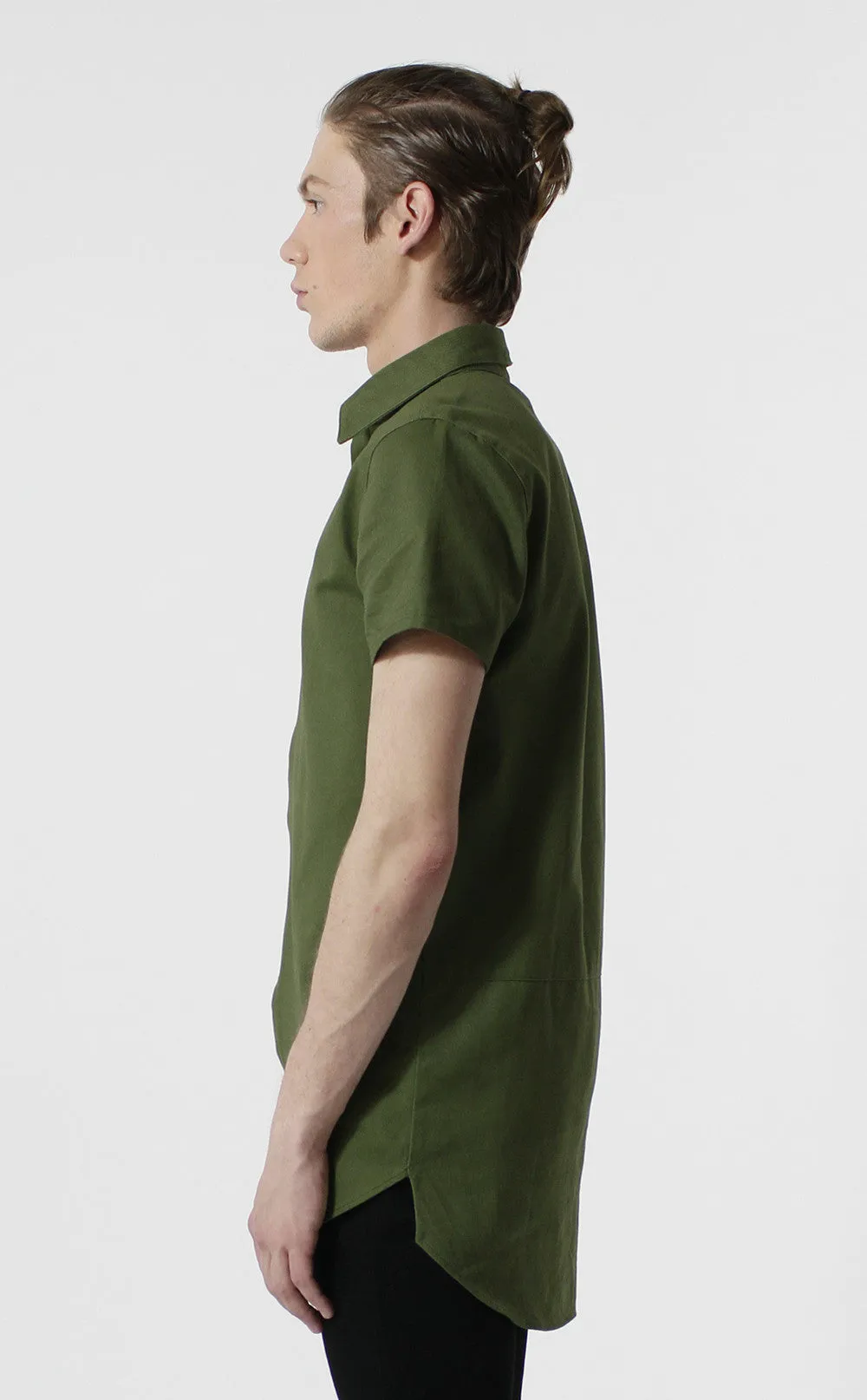 Unknown Alacrity S/S Olive Two Way Zipper Down Shirt