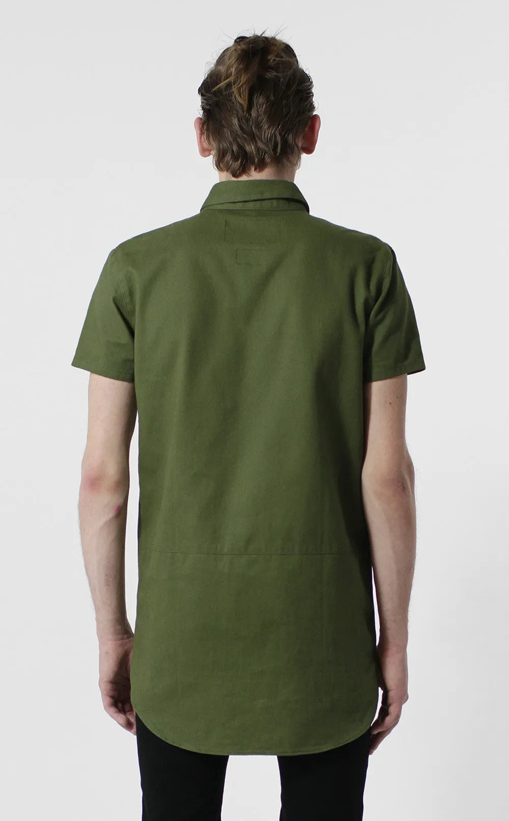 Unknown Alacrity S/S Olive Two Way Zipper Down Shirt
