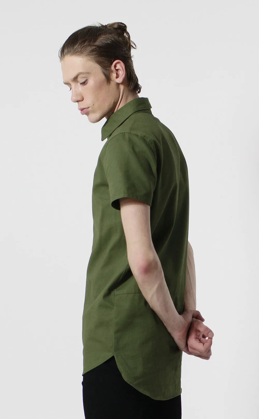 Unknown Alacrity S/S Olive Two Way Zipper Down Shirt