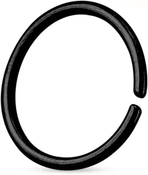 Urban Body Jewelry 18G PVD Black Stainless Steel Seamless Hoop Ring (1/4" - 6mm) - Nose, Septum, Cartilage Ear Piercing