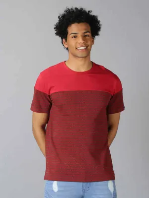 UrGear Striped Men Round Neck Red T-shirt