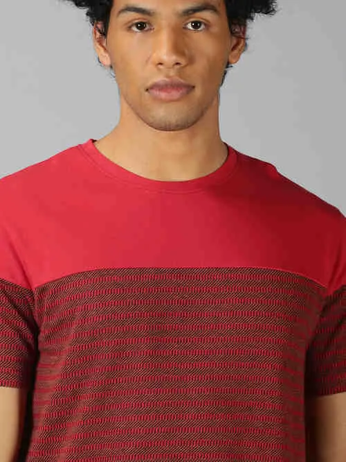UrGear Striped Men Round Neck Red T-shirt