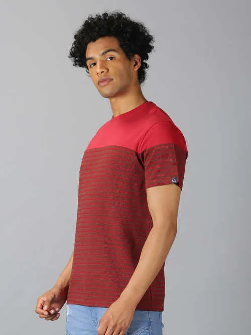 UrGear Striped Men Round Neck Red T-shirt
