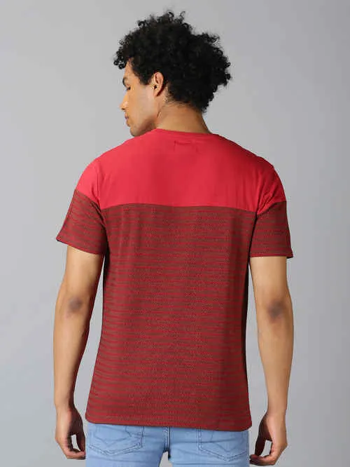UrGear Striped Men Round Neck Red T-shirt