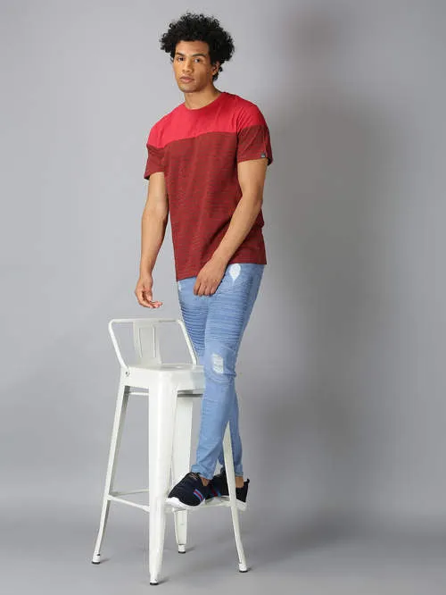 UrGear Striped Men Round Neck Red T-shirt