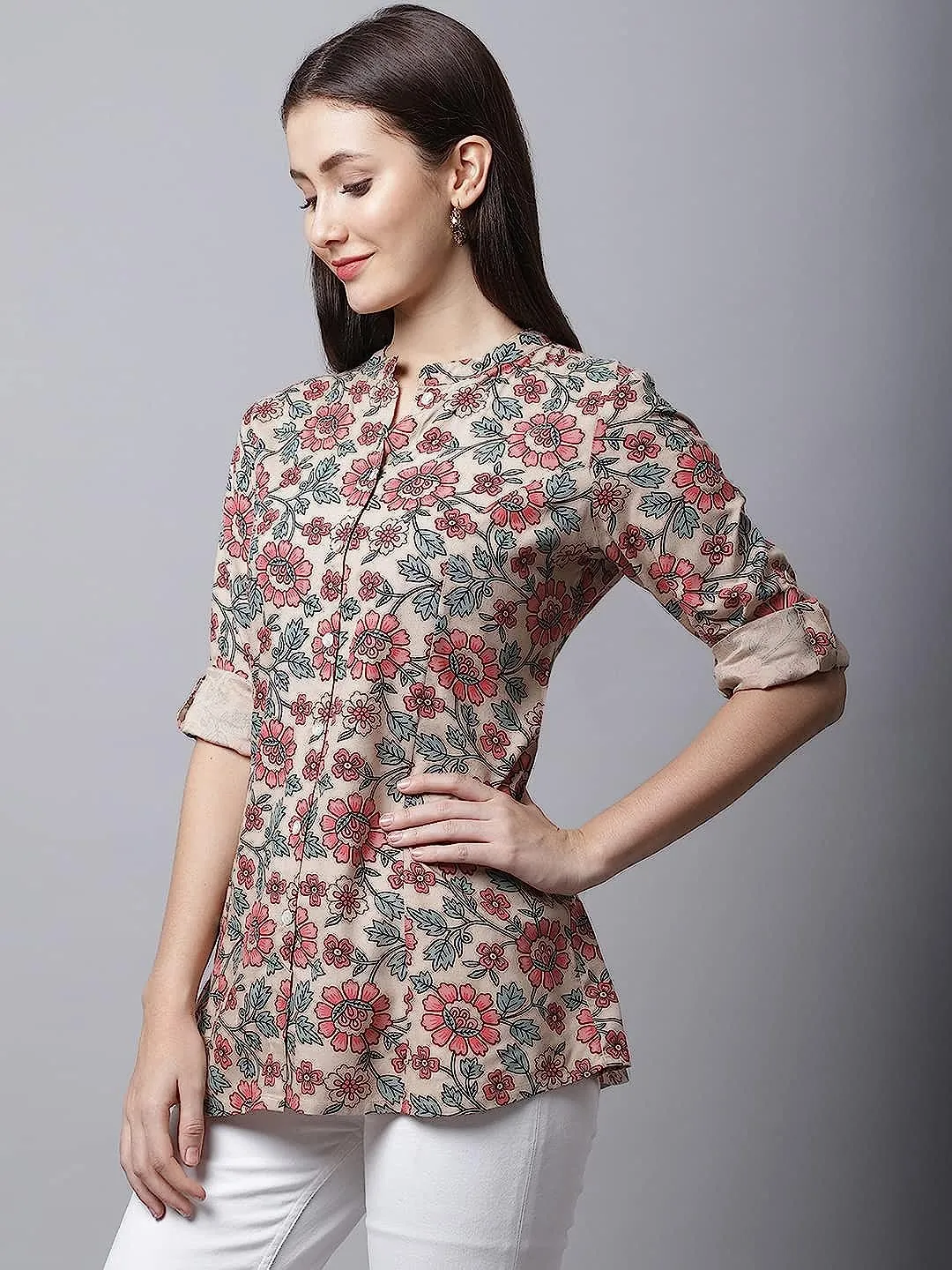 Vibrant Floral Print Kurti: Comfortable Fit, Stylish Design