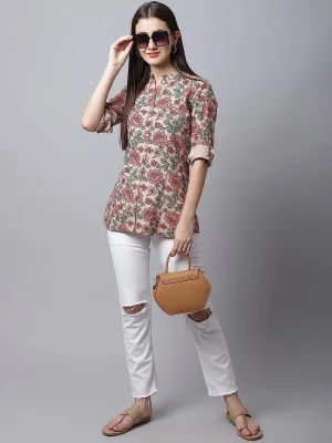Vibrant Floral Print Kurti: Comfortable Fit, Stylish Design