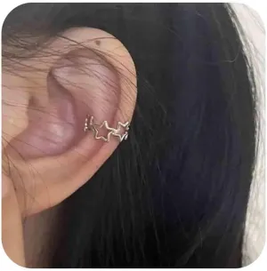 Vintage Hollow Star Ear Cuff Earrings Star Cuff Wrap Earrings Silver Star Cartilage Cuff Earrings Non Pierced Clip On Earrings Jewelry for Women