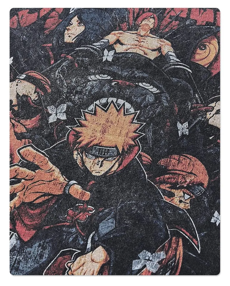 Vintage Naruto Shippuden T-Shirt - Distressed Anime Graphic Tee Featuring Naruto and Akatsuki