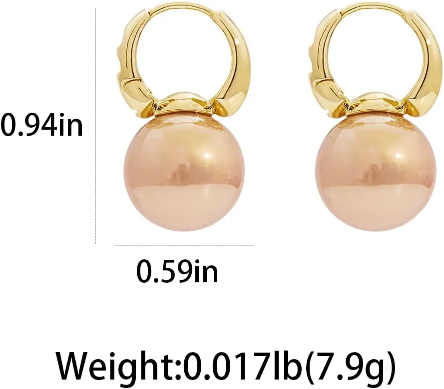 Vintage Pearl Earrings for Women 14K Gold Pearl Hoop Huggie Earring Small Hoop Half Round Dome Pearl Drop Earrings Dainty Statement Jewelry Gifts