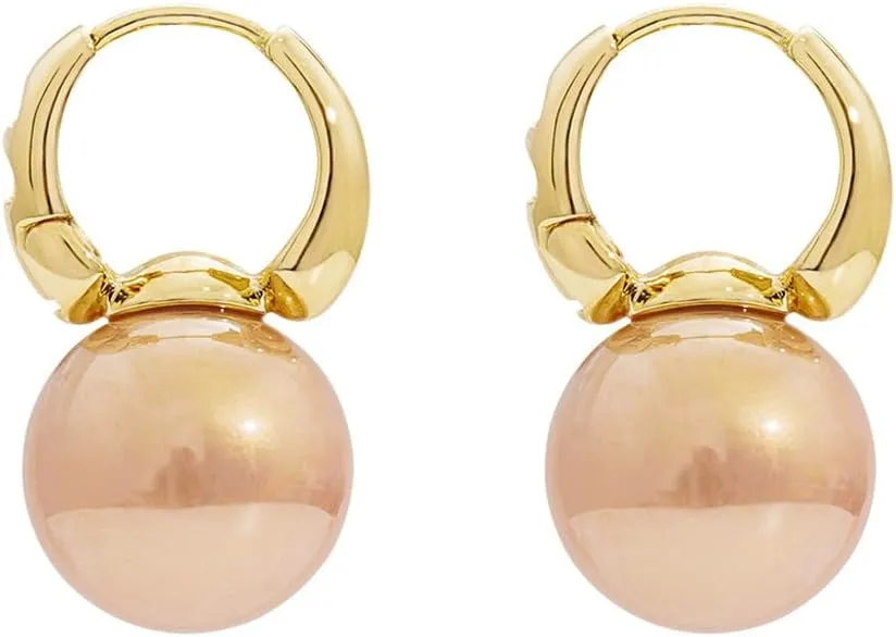 Vintage Pearl Earrings for Women 14K Gold Pearl Hoop Huggie Earring Small Hoop Half Round Dome Pearl Drop Earrings Dainty Statement Jewelry Gifts