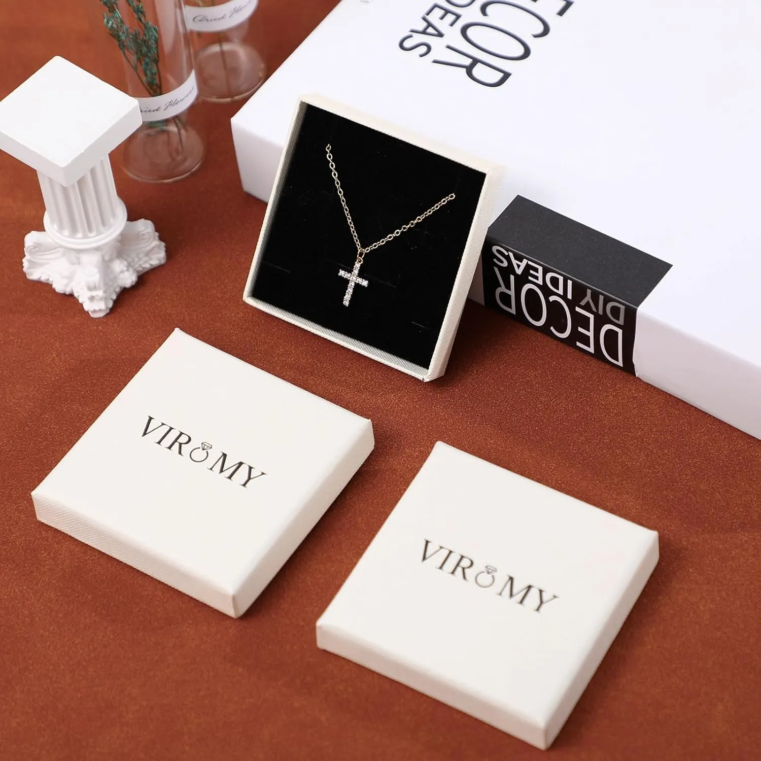 VIROMY Gold Cross Necklaces for Women Trendy 14K Gold Plated/Silver Cross Necklace,Cubic Zirconia Cross Necklaces for Women Men Boy Jewelry Gifts Double Cross Choker Necklace for Y2k Chains