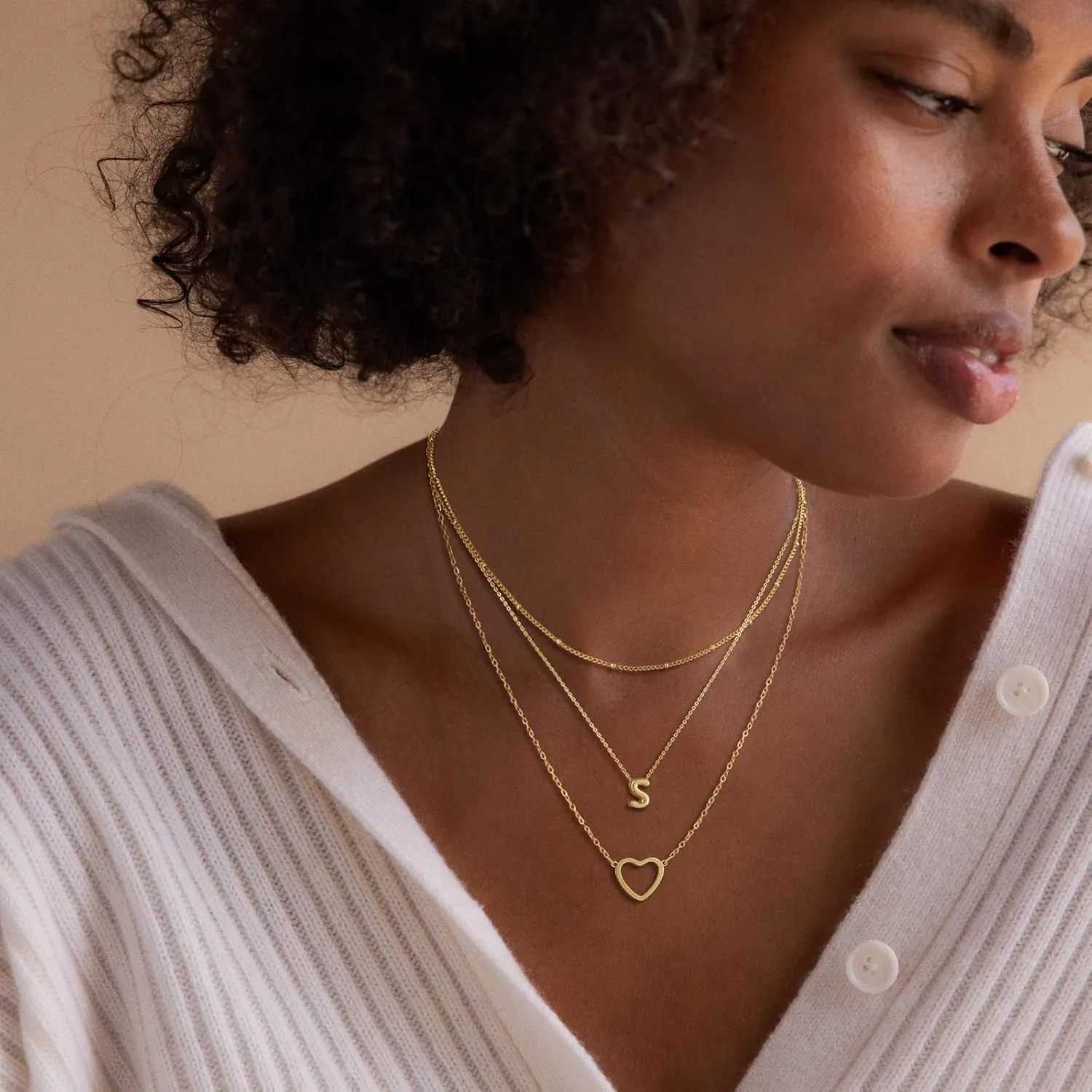 VIROMY Gold Initial Necklaces for Women Trendy,14K Gold Plated Tiny Layering Letter A-Z Necklace Heart Pendant letter choker Stackable Necklace Christmas Gifts Daily Jewelry