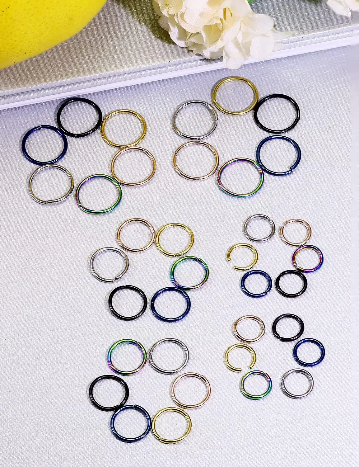 Vsnnsns 18G 20G 22G Nose Rings Hoops for Women Men - 316L Stainless Surgical Steel Lip Septum Rings Helix Tragus Cartilage Earring Piercing Jewelry 6mm 8mm 10mm Nose Piercing Hoops - 36Pcs