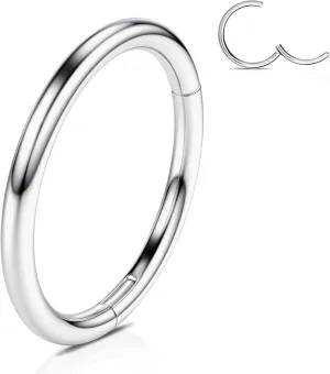 WBRWP 316L Stainless-Steel Hinged Nose Rings Hoop : 20G 18G 16G 14G Womens and Mens Body Pierecing Ring Segment Ring Lip Rings Nose Helix Cartilage Rook EarringsDiameter 6mm 8mm 10mm 12mm