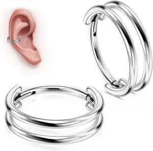 WBRWP G23 Titanium Conch Piercing Jewelry Set: 16G 8mm/10mm/12mm Double/Triple Hoop Nose Septum Rings Hypoallergenic Hinged Segment Clicker Helix Cartilage Conch Earrings