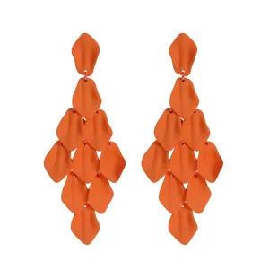 WCRAZYE Acrylic Petal Earrings, Flower Earrings,Boho Rose Petal Dangle Earrings for Women Girls Long Tiered Flower Earrings Statement Floral Tassel Earrings Bridal Wedding Jewelry (Orange)