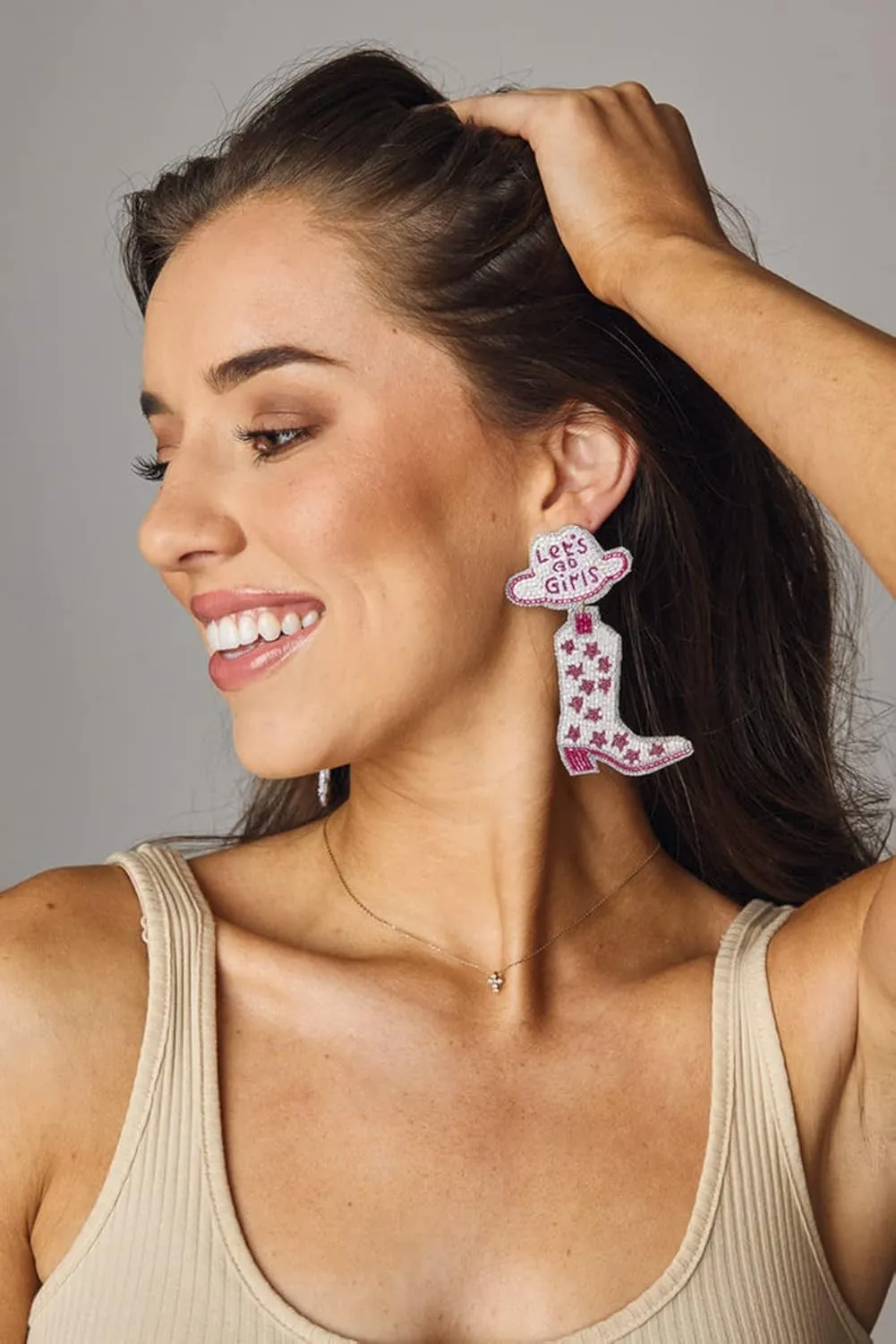 Western Country Earrings Sparkly Rhinestone Beaded Boots Hat Dangle Earrings for Women Fun Western Country Nashville Bachelorette Party Earrings Jewelry Gifts