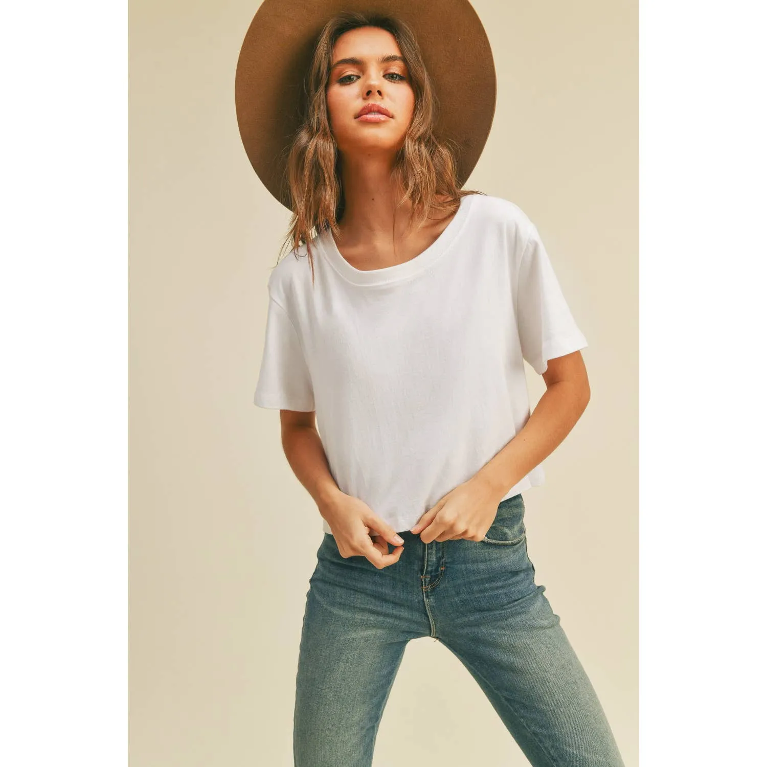 White Cotton Crop Tee&nbsp;