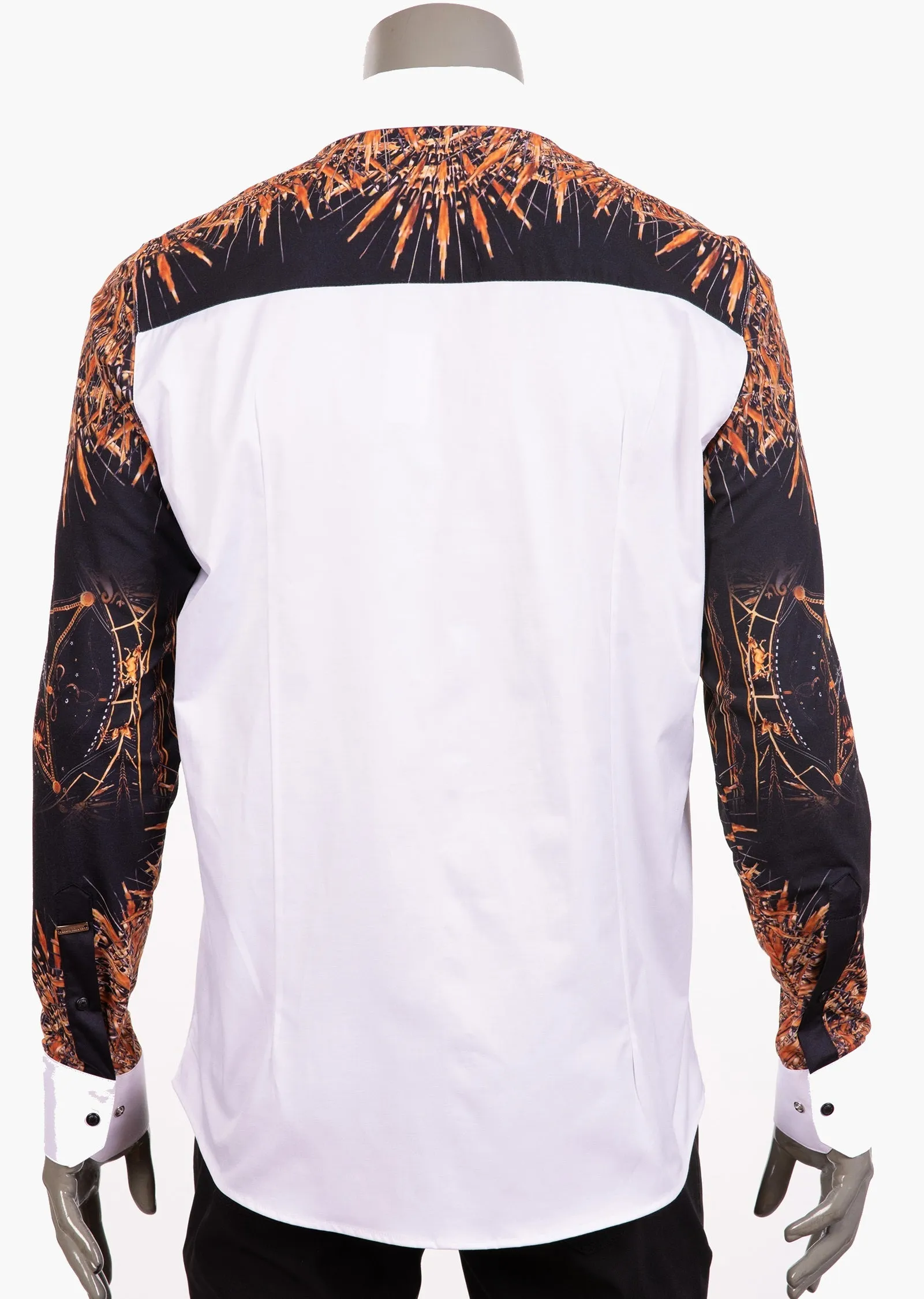White "Zodiac Sign" Print Silky Shirt
