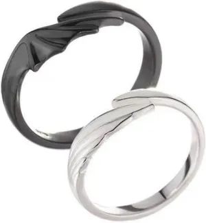 Women Fashion Ring Jewelry Wedding Rings,2Pcs Couple Rings Exquisite Shape Rust-Proof Metal Stylish Engagement Open Ring Birthday Gift for Female