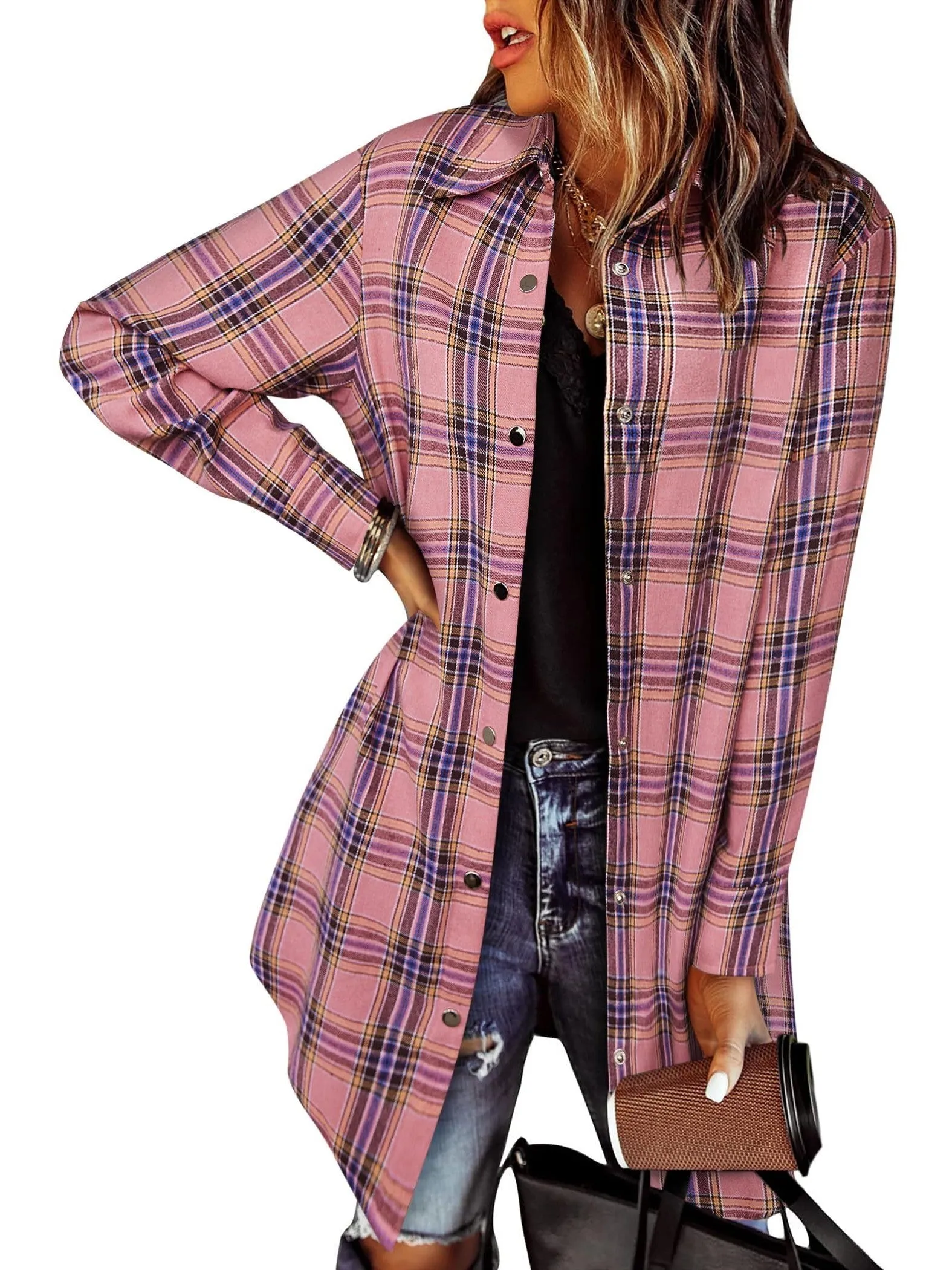 Women's Flannel Long Sleeve Plaid Button Down Shirts(BUY 2 FREE SHIPPING)
