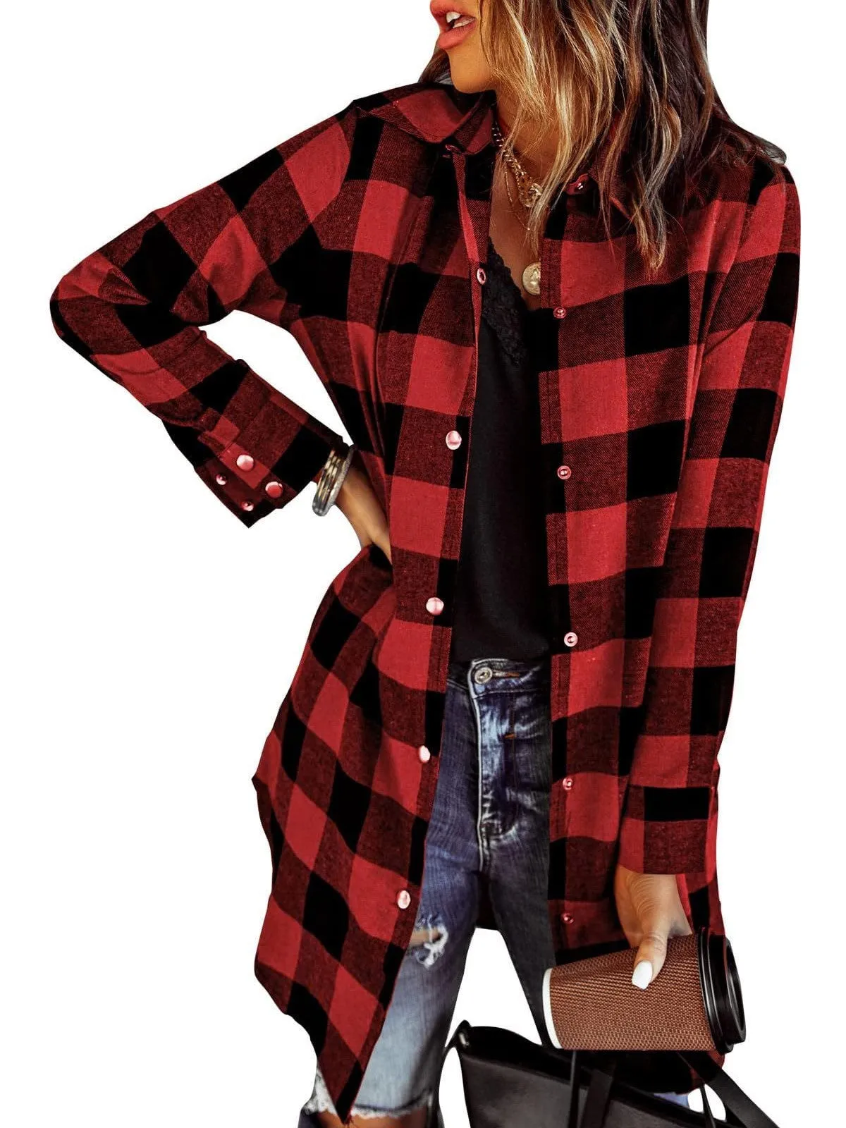 Women's Flannel Long Sleeve Plaid Button Down Shirts(BUY 2 FREE SHIPPING)