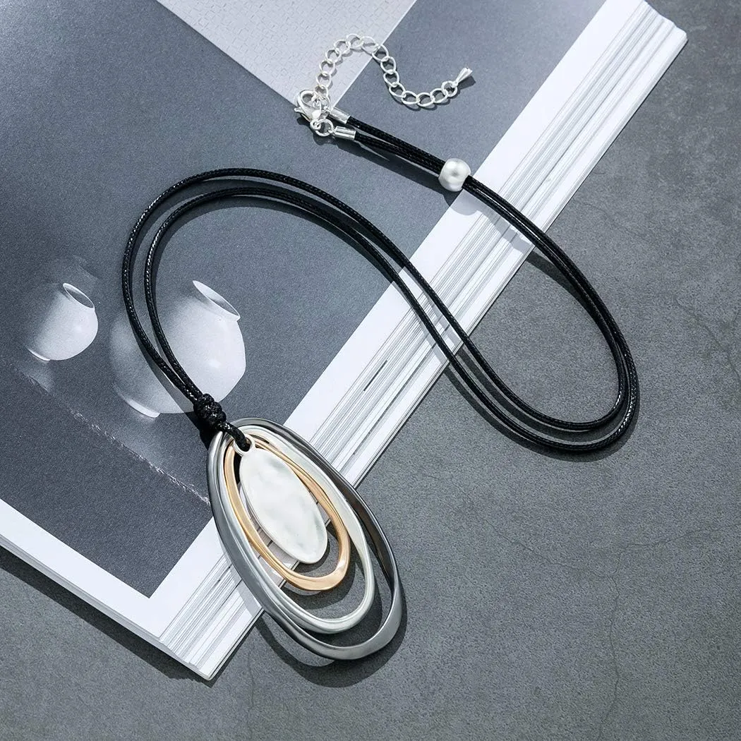 Womens Multilayer Pendant Necklaces Vintage Jewelry Fashion Long Sweater Necklace for Woman
