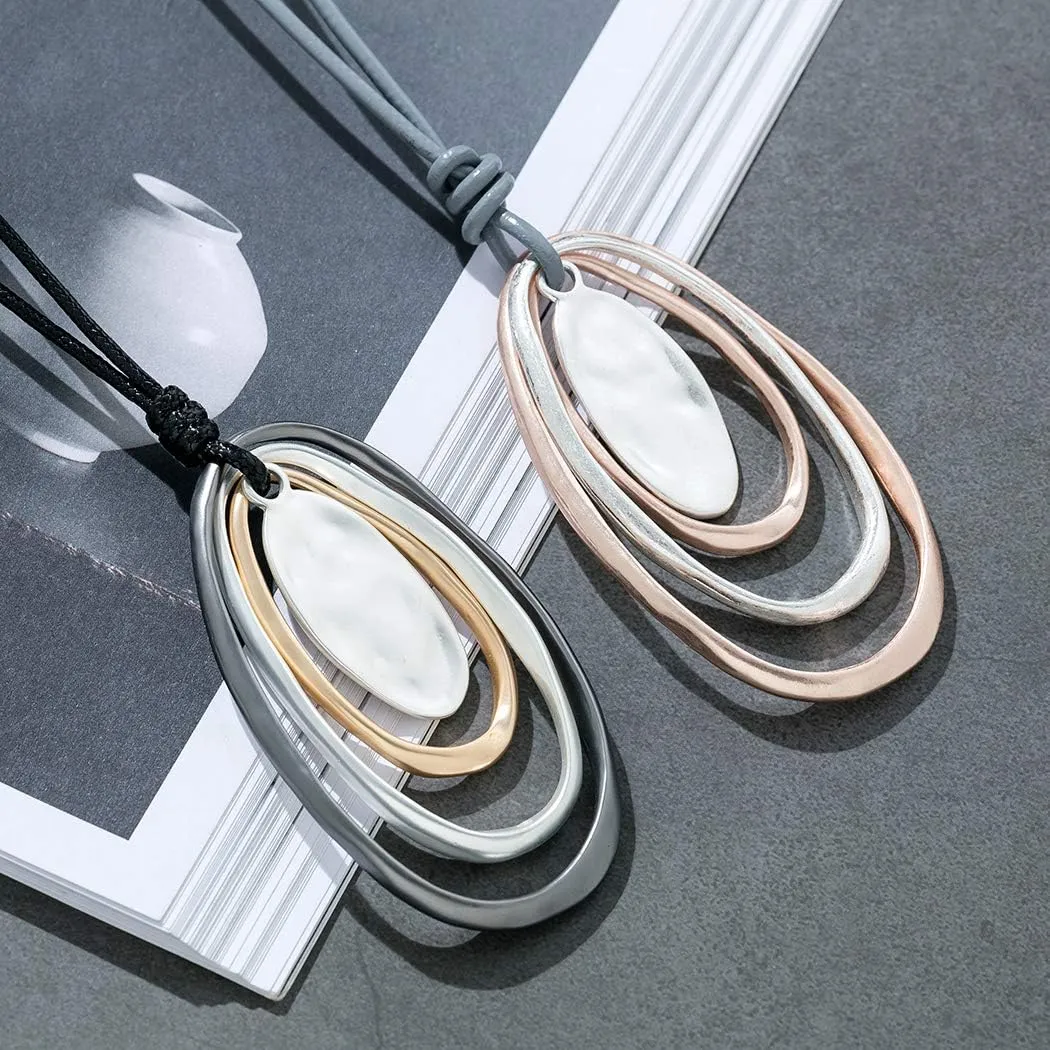 Womens Multilayer Pendant Necklaces Vintage Jewelry Fashion Long Sweater Necklace for Woman
