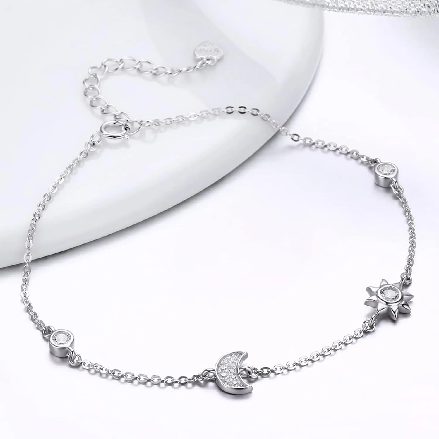 WOSTU Silver Adjustable Bracelets 925 Sterling Silver Link Bracelets for Women Anniversary Birthday Christmas Jewelry for Women