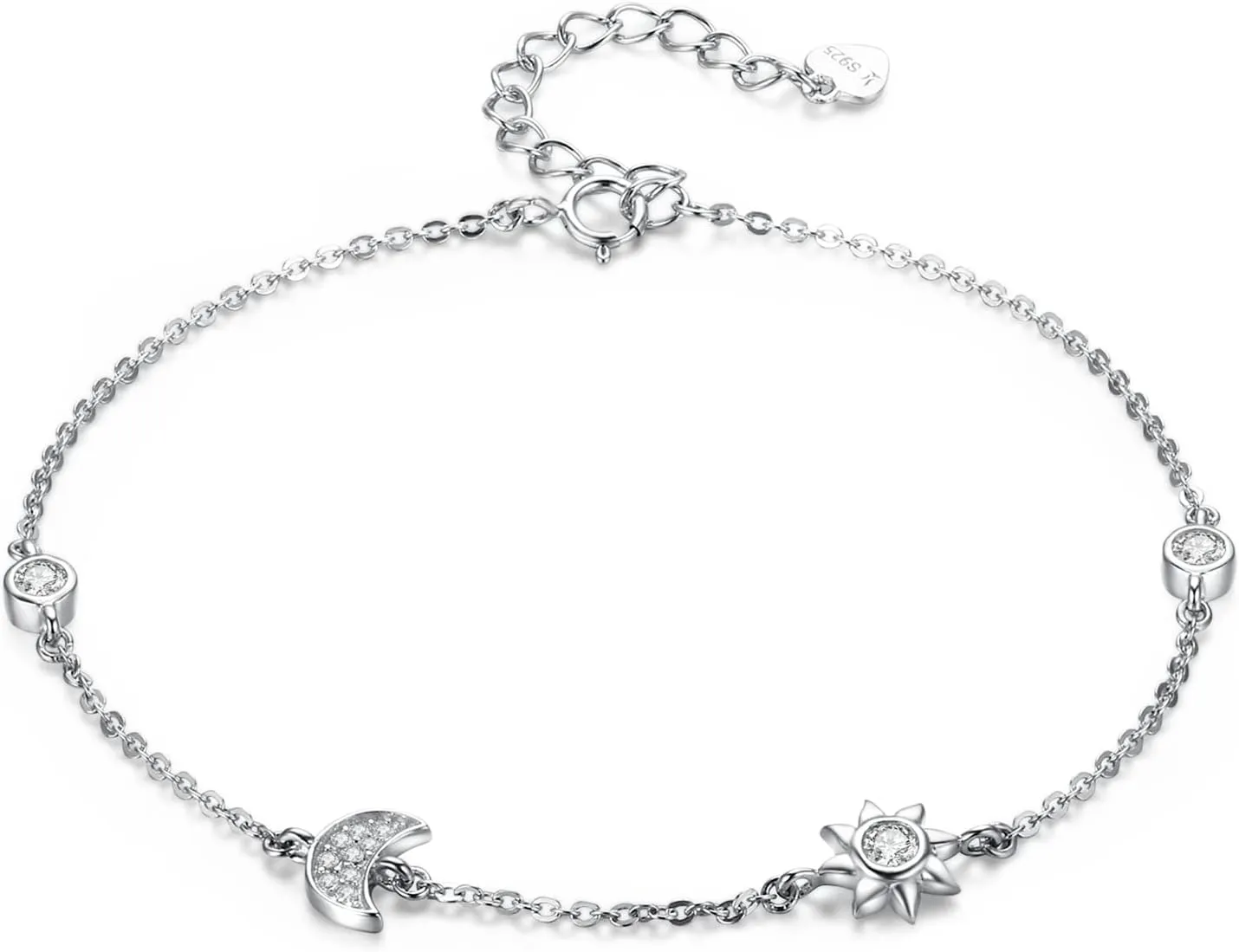 WOSTU Silver Adjustable Bracelets 925 Sterling Silver Link Bracelets for Women Anniversary Birthday Christmas Jewelry for Women