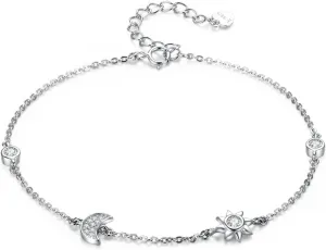 WOSTU Silver Adjustable Bracelets 925 Sterling Silver Link Bracelets for Women Anniversary Birthday Christmas Jewelry for Women