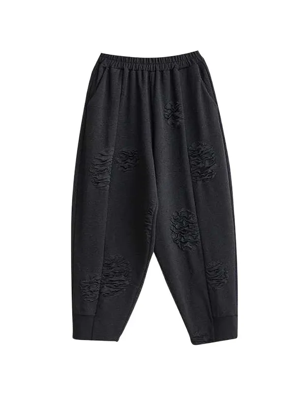 xakxx Long Sleeves Asymmetric Solid Color Split-Joint V-Neck T-Shirts Top   Harem Pants Elasticity Pants Bottom Two Pieces Set