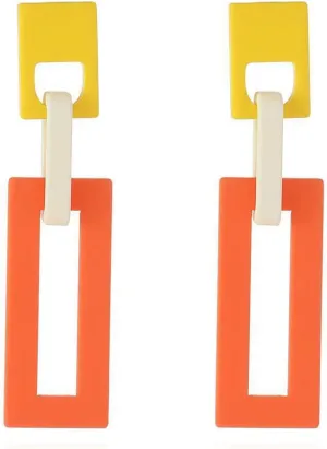 XYAYOU Women Candy Color Geometric Acrylic Earrings Buckle Retro Vintage Punk Earring Big Drop Women