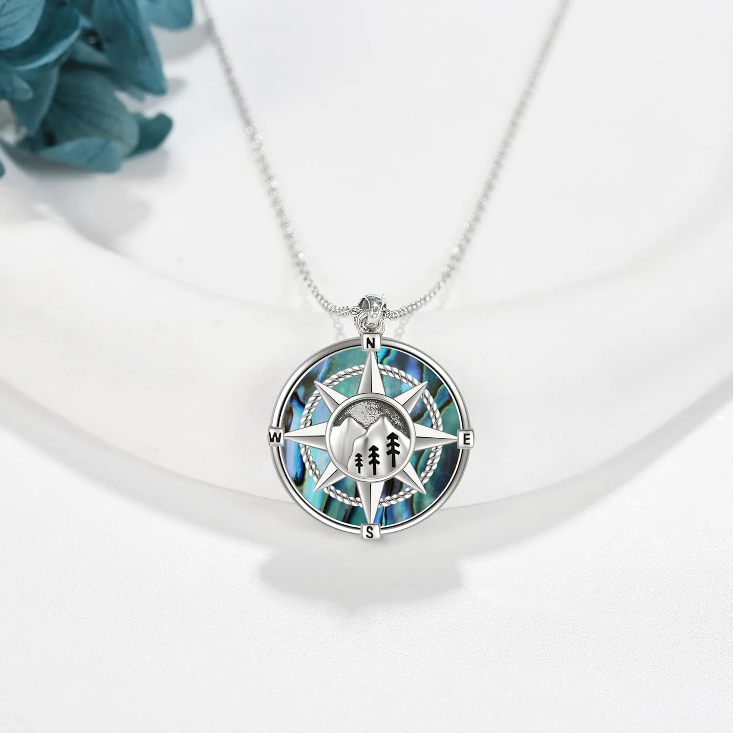 YAFEINI Compass Necklace Sterling Silver Compass Pendant Jewelry Gifts for Women
