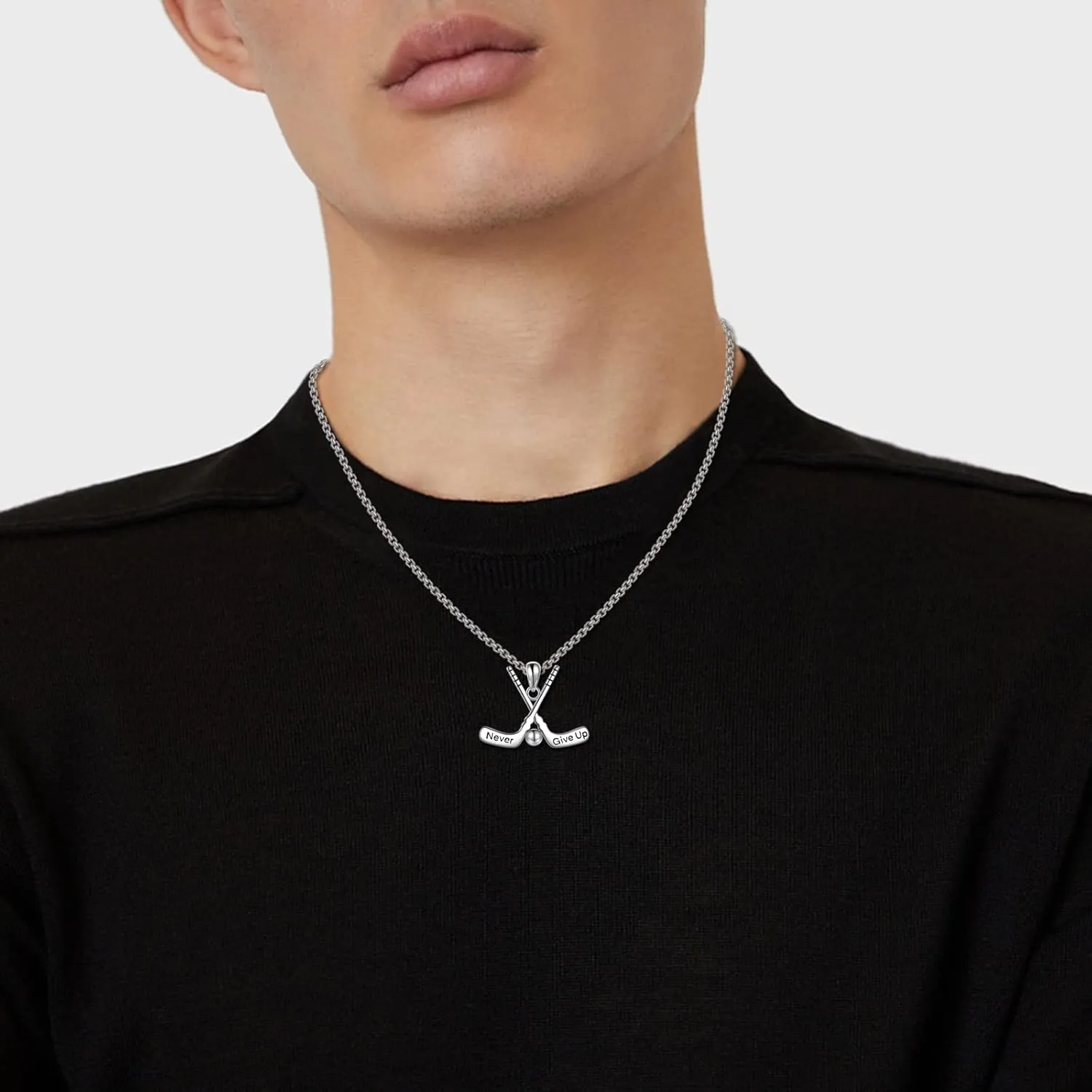 YFN Sport Necklace Sterling Silver Never Give Up I Can Do All Things Pendant Jewelry Sport Gifts for Women Men