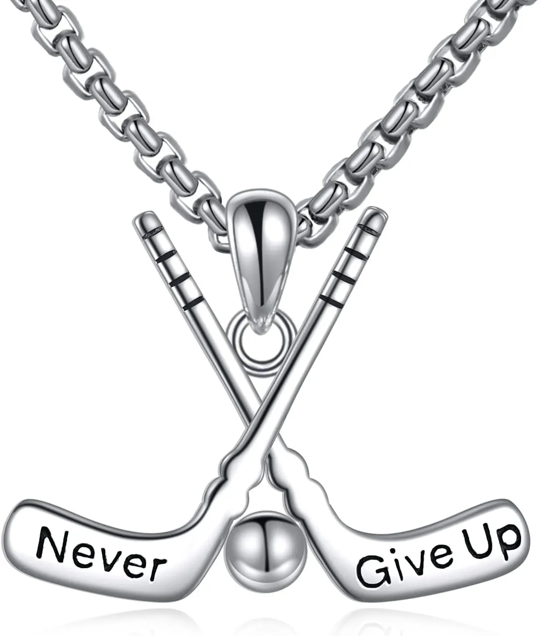 YFN Sport Necklace Sterling Silver Never Give Up I Can Do All Things Pendant Jewelry Sport Gifts for Women Men