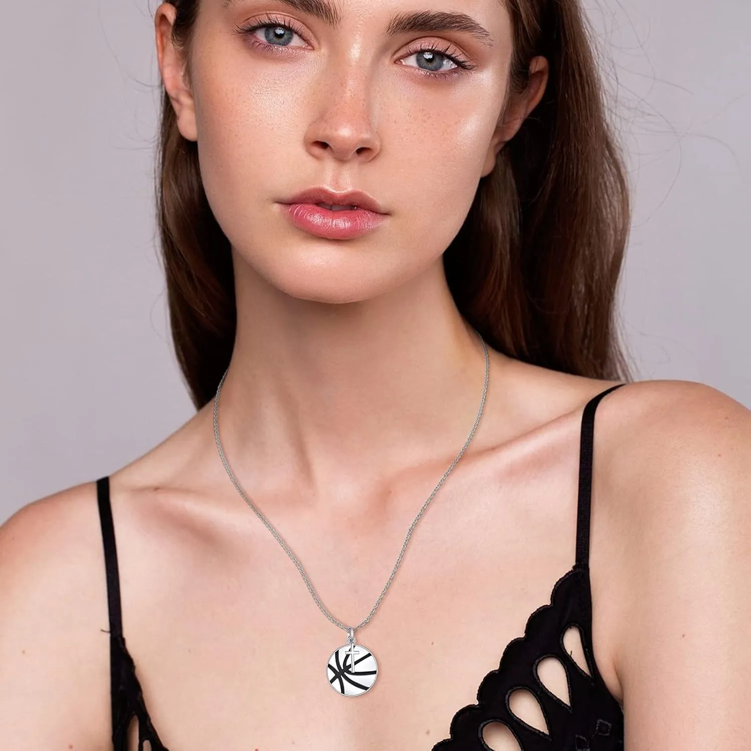 YFN Sport Necklace Sterling Silver Never Give Up I Can Do All Things Pendant Jewelry Sport Gifts for Women Men