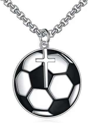YFN Sport Necklace Sterling Silver Never Give Up I Can Do All Things Pendant Jewelry Sport Gifts for Women Men