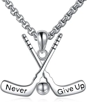 YFN Sport Necklace Sterling Silver Never Give Up I Can Do All Things Pendant Jewelry Sport Gifts for Women Men