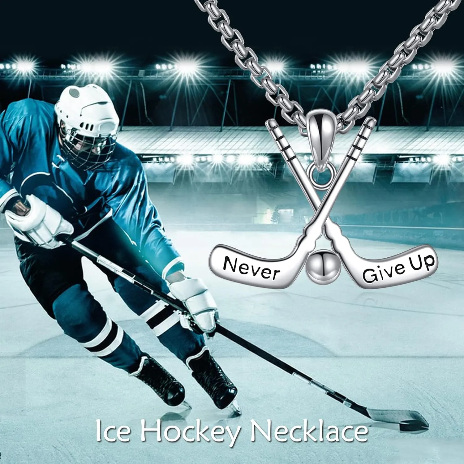 YFN Sport Necklace Sterling Silver Never Give Up I Can Do All Things Pendant Jewelry Sport Gifts for Women Men